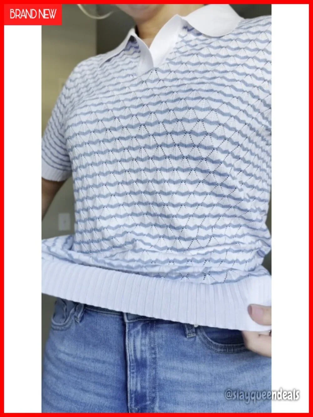 Women's Short Sleeve Knit Polo Sweater V-Neck Lightweight Pullover